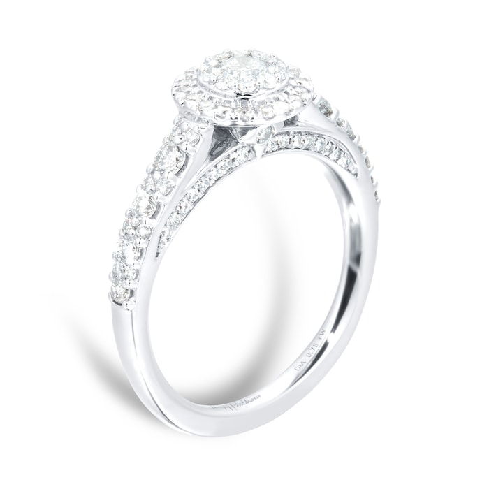Jenny Packham 18ct White Gold 0.75cttw Diamond 8mm Halo Engagement Ring