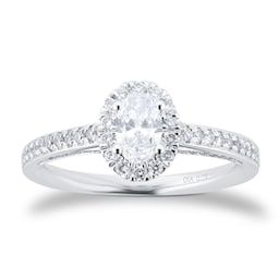 37410280 - 18ct White Gold 0.75cttw Diamond Oval Halo Engagement Ring