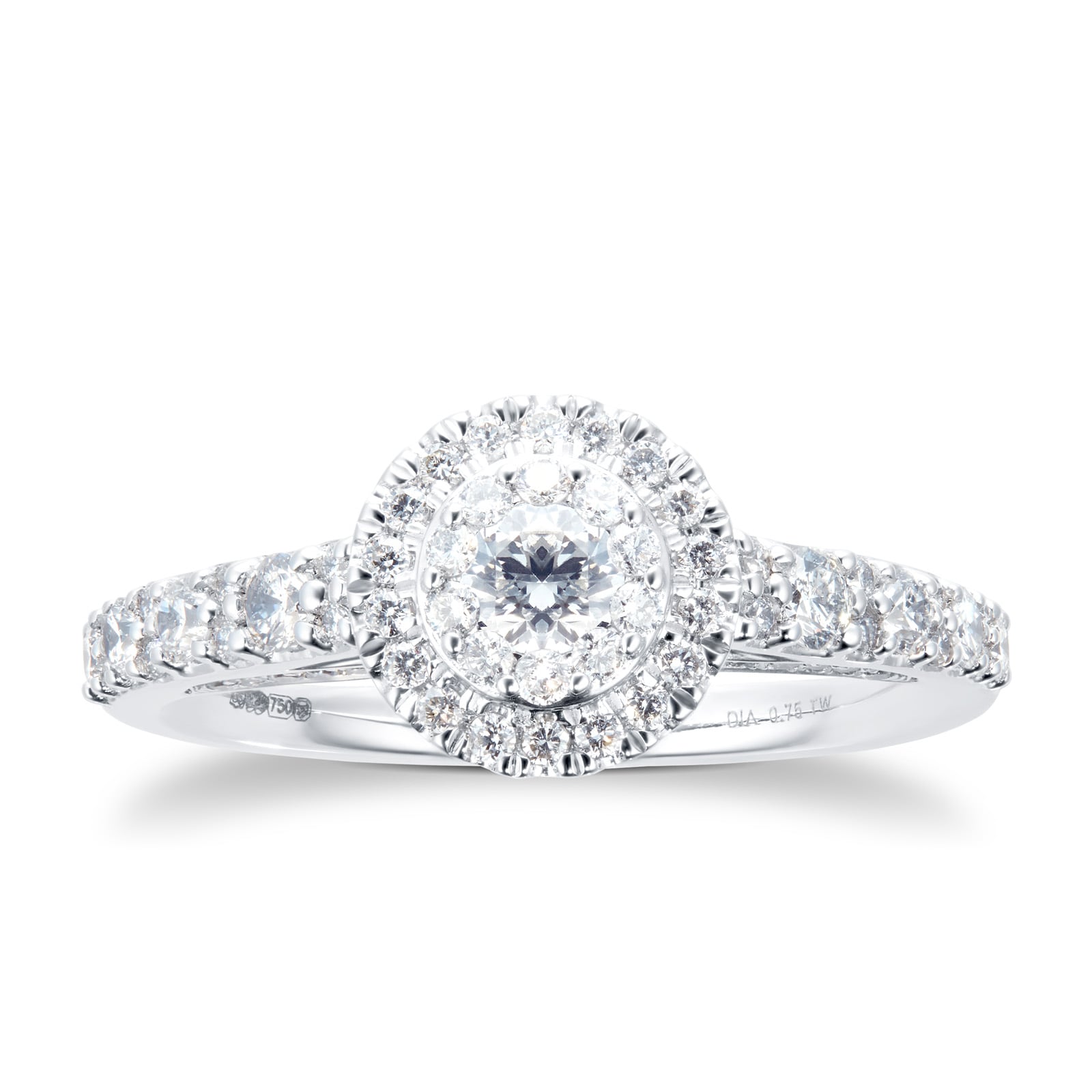 Platinum 0.75cttw Diamond 8mm Halo Engagement Ring - Ring Size N