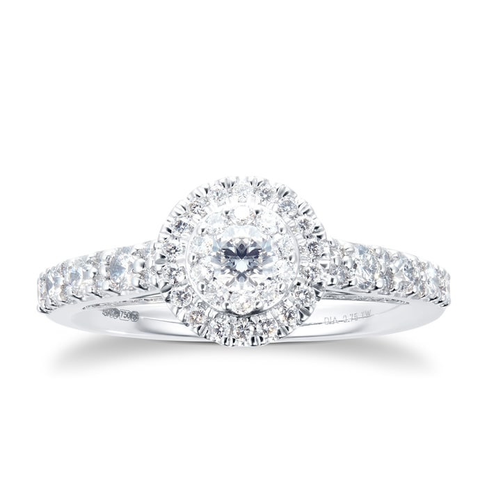 Jenny Packham Platinum 0.75cttw Diamond 8mm Halo Engagement Ring