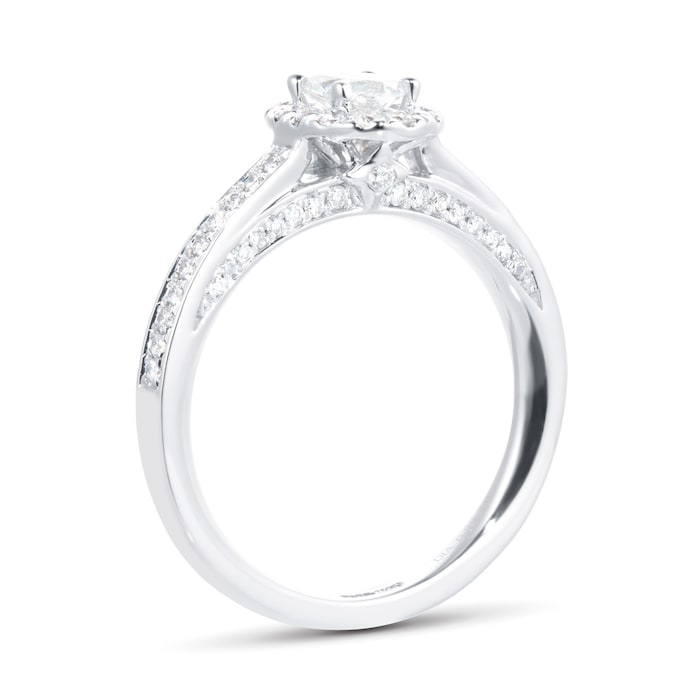 Jenny Packham Platinum 0.75cttw Diamond Oval Halo Engagement Ring