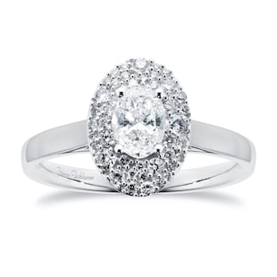 Jenny Packham 18ct White Gold 0.75cttw Oval Halo Engagement Ring
