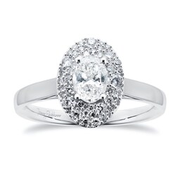 37410292 - 18ct White Gold 0.75cttw Oval Halo Engagement Ring