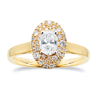 Jenny Packham 18ct Yellow Gold 0.75cttw Oval Halo Engagement Ring