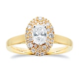 Jenny Packham 18ct Yellow Gold 0.75cttw Oval Halo Engagement Ring