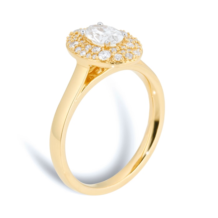 Jenny Packham 18ct Yellow Gold 0.75cttw Oval Halo Engagement Ring