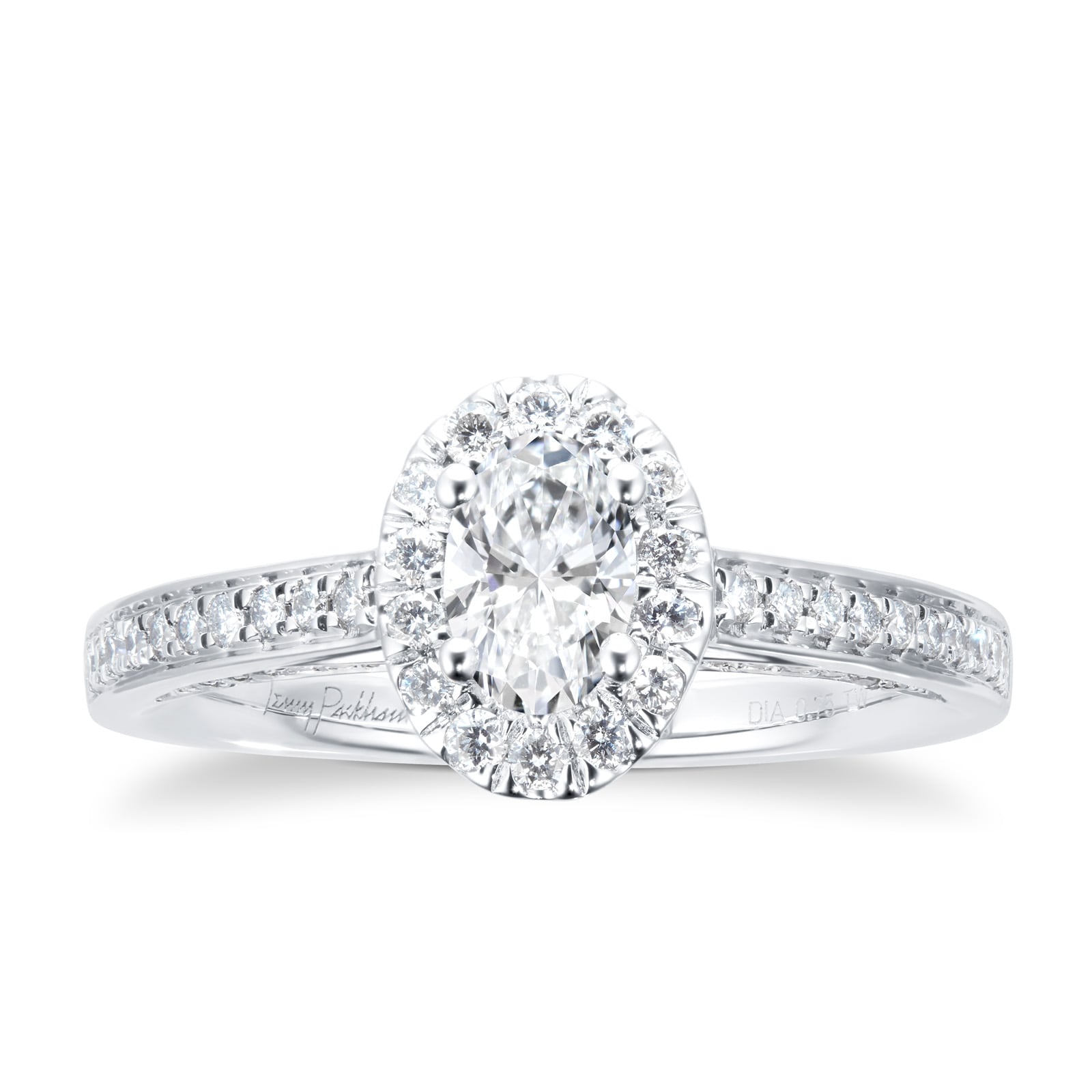 Jenny Packham 18ct White Gold 0.75cttw Diamond Oval Halo Engagement Ring