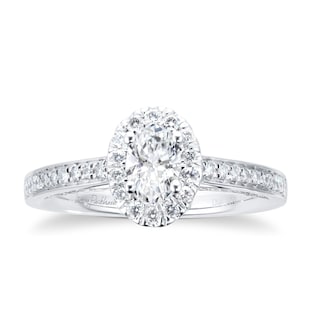 Jenny Packham 18ct White Gold 0.75cttw Diamond Oval Halo Engagement Ring
