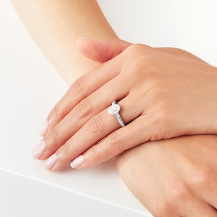 Jenny Packham 18ct White Gold 0.75cttw Diamond Oval Halo Engagement Ring