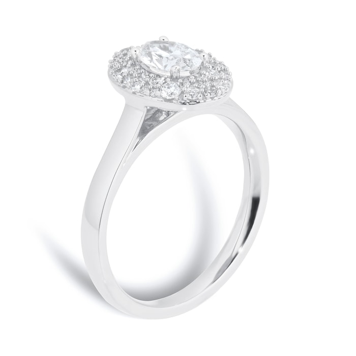 Jenny Packham Platinum 0.75cttw Oval Halo Engagement Ring