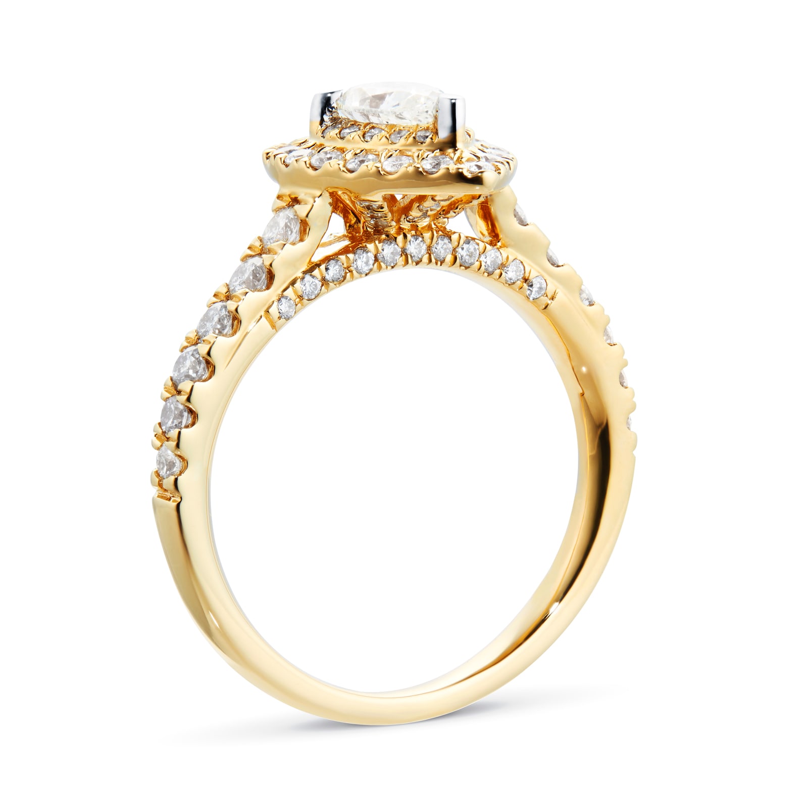 Jenny Packham 18ct Yellow Gold 1.25cttw Pear Halo Engagement Ring
