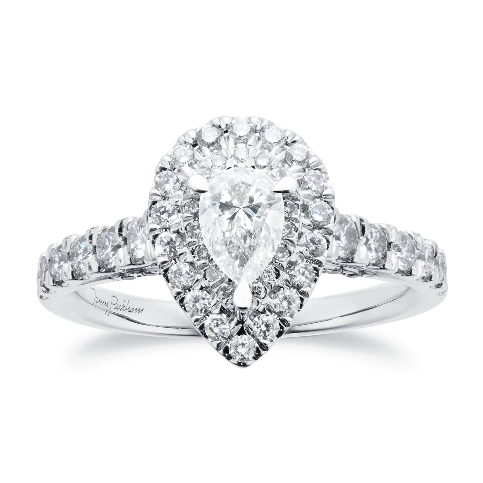 Platinum 1.25cttw Pear Halo Engagement Ring