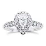 Jenny Packham Platinum 1.25cttw Pear Halo Engagement Ring
