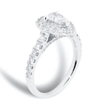 Jenny Packham Platinum 1.25cttw Pear Halo Engagement Ring