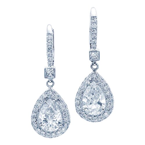 JB Star Platinum 2.02cttw Pear Drop Earrings