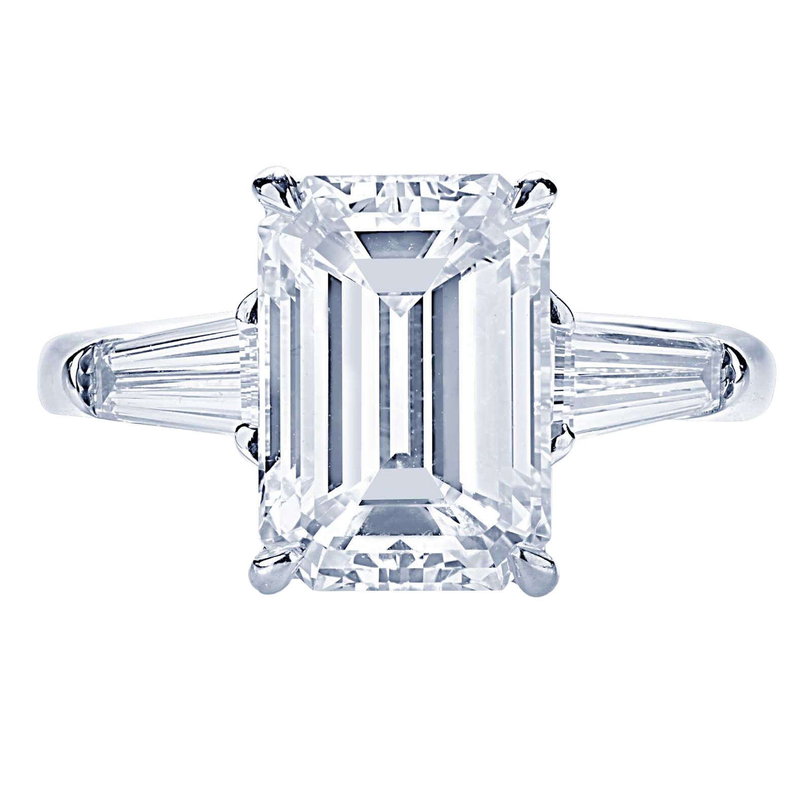 Platinum 5.05cttw Emerald Cut Engagement Ring