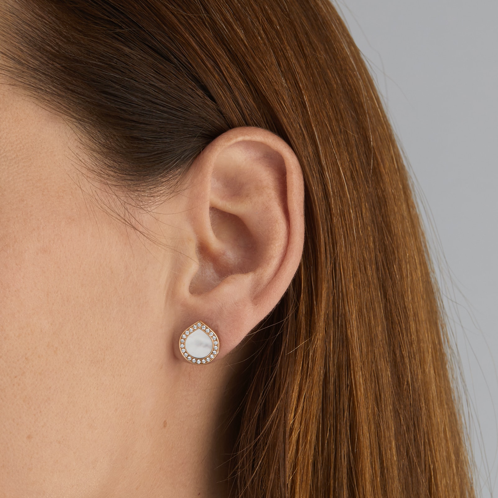 Repossi Antifer 18ct Rose Gold Mother of Pearl & 0.08ct Diamond Earring Repossi Antifer 18ct Rose Gold Mother of Pearl & 0.08ct Diamond Earring