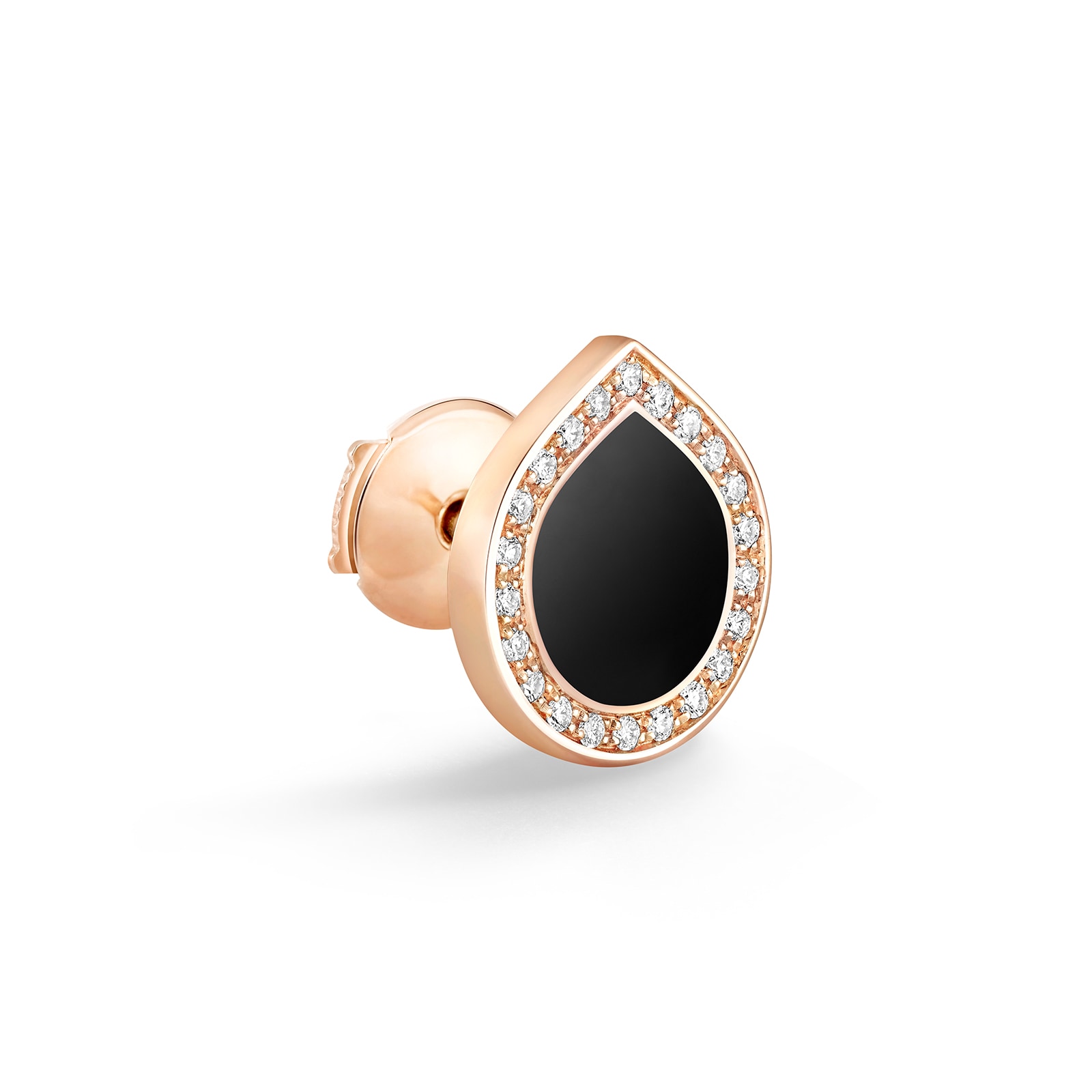 Repossi Antifer 18ct Rose Gold Onyx & 0.08ct Diamond Earring