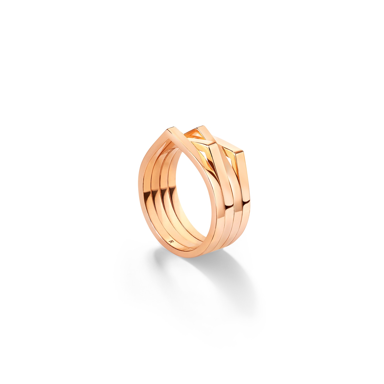 Antifer 18ct Rose Gold Four Row Ring - Ring Size P