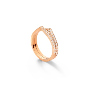 Repossi Antifer 18ct Rose Gold 0.48ct Diamond Two Row Ring