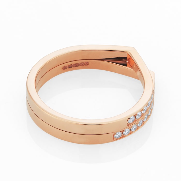 Repossi Antifer 18ct Rose Gold 0.48ct Diamond Two Row Ring