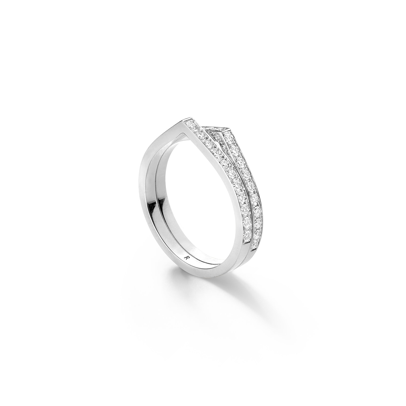 Antifer 18ct White Gold 0.52ct Diamond Two Row Ring - Ring Size Q