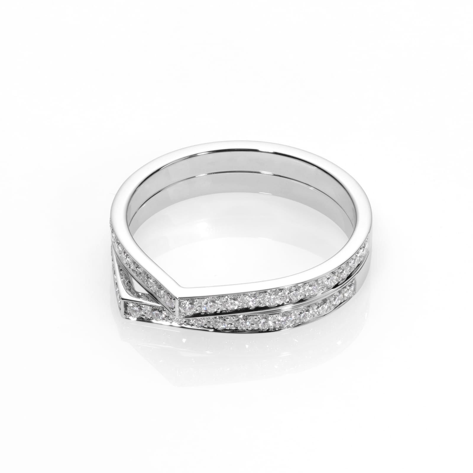 Repossi Antifer 18ct White Gold 0.52ct Diamond Two Row Ring Repossi Antifer 18ct White Gold 0.52ct Diamond Two Row Ring