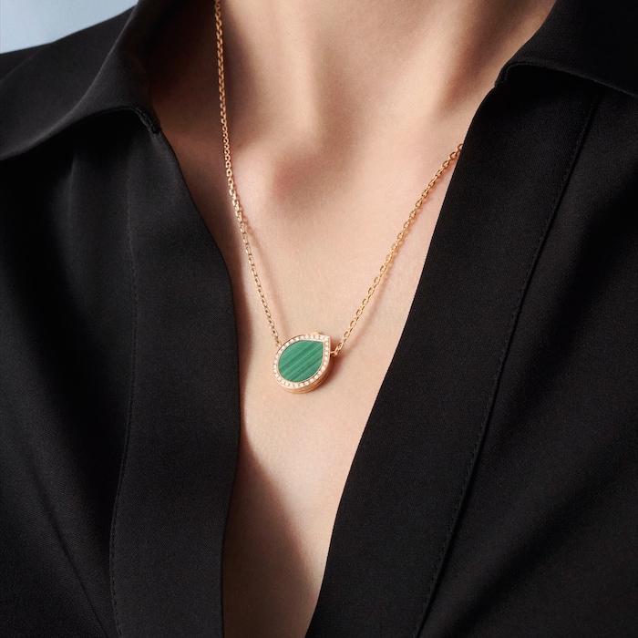 Repossi Antifer 18ct Rose Gold Malachite & 0.18ct Diamond Pendant