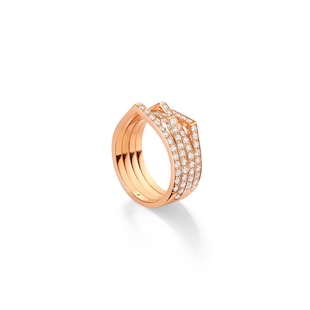 Repossi Antifer 18ct Rose Gold 1.12ct Diamond Four Row Ring