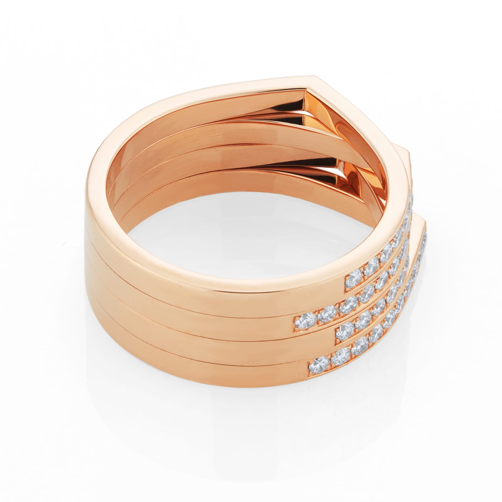 Repossi Antifer 18ct Rose Gold 1.12ct Diamond Four Row Ring Repossi Antifer 18ct Rose Gold 1.12ct Diamond Four Row Ring