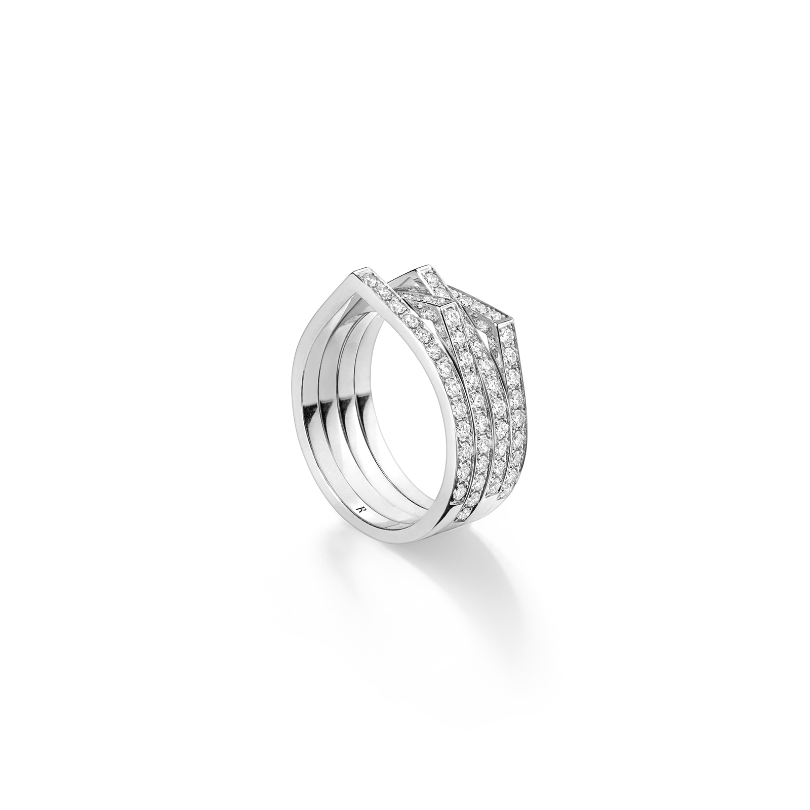 Antifer 18ct White Gold 1.12ct Diamond Four Row Ring - Ring Size Q