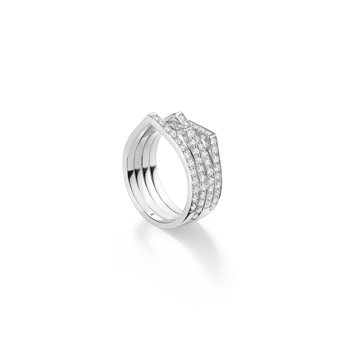 Repossi Antifer 18ct White Gold 1.12ct Diamond Four Row Ring