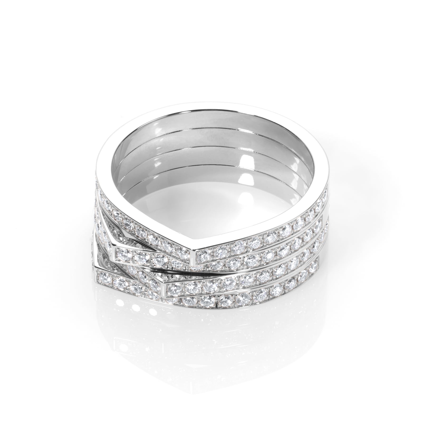 Repossi Antifer 18ct White Gold 1.12ct Diamond Four Row Ring - Ring Size P Repossi Antifer 18ct White Gold 1.12ct Diamond Four Row Ring - Ring Size P