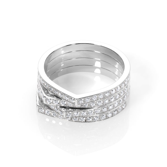 Repossi Antifer 18ct White Gold 1.12ct Diamond Four Row Ring