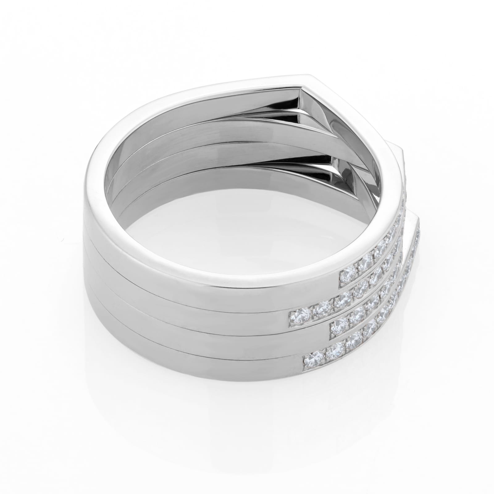 Repossi Antifer 18ct White Gold 1.12ct Diamond Four Row Ring - Ring Size P Repossi Antifer 18ct White Gold 1.12ct Diamond Four Row Ring - Ring Size P