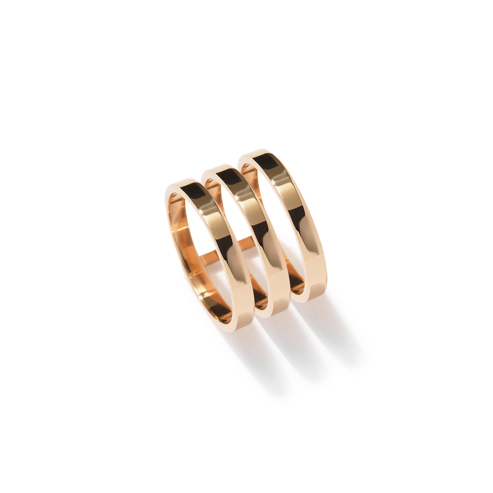 Berbere 18ct Rose Gold Three Row Ring - Ring Size I