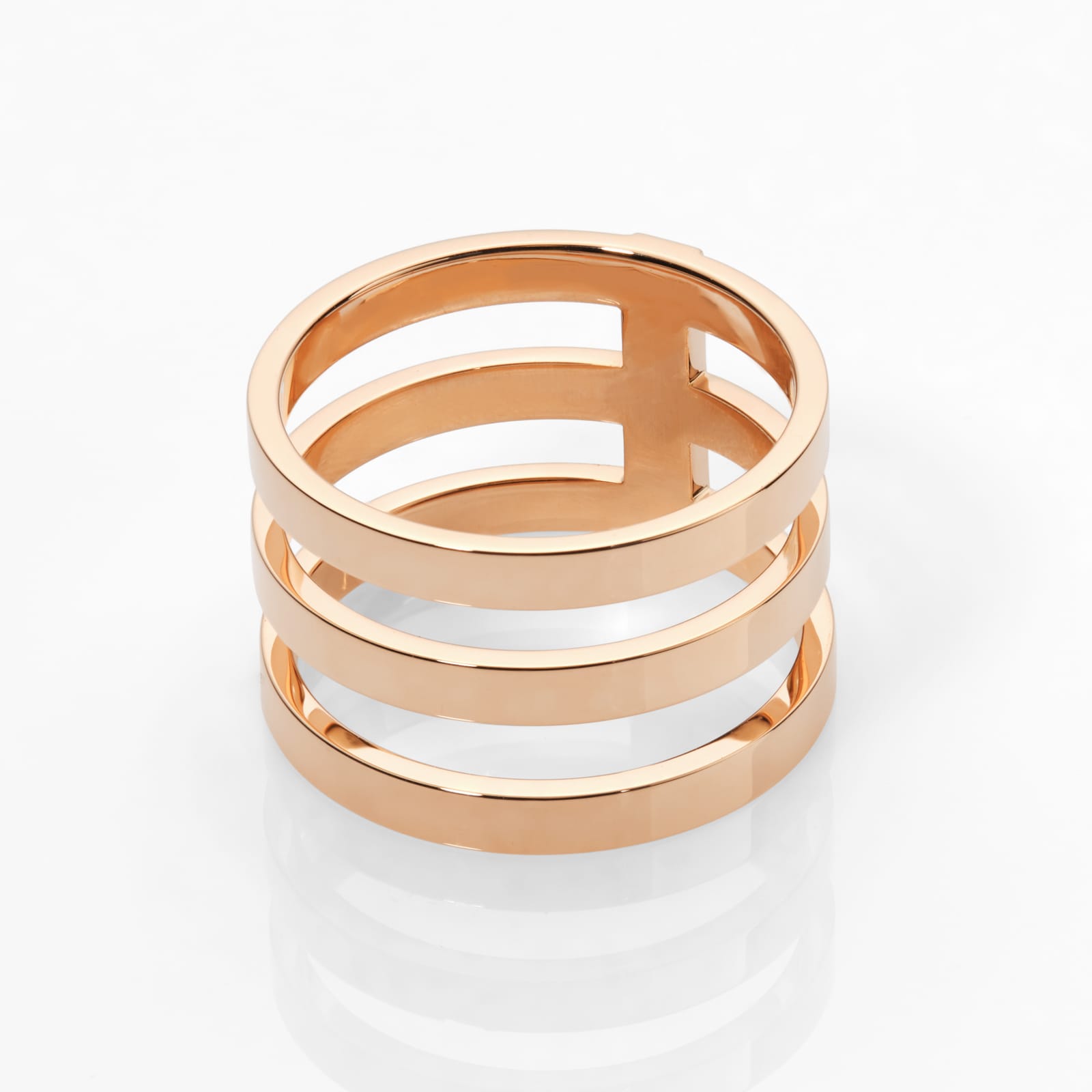Repossi Berbere 18ct Rose Gold Three Row Ring Repossi Berbere 18ct Rose Gold Three Row Ring