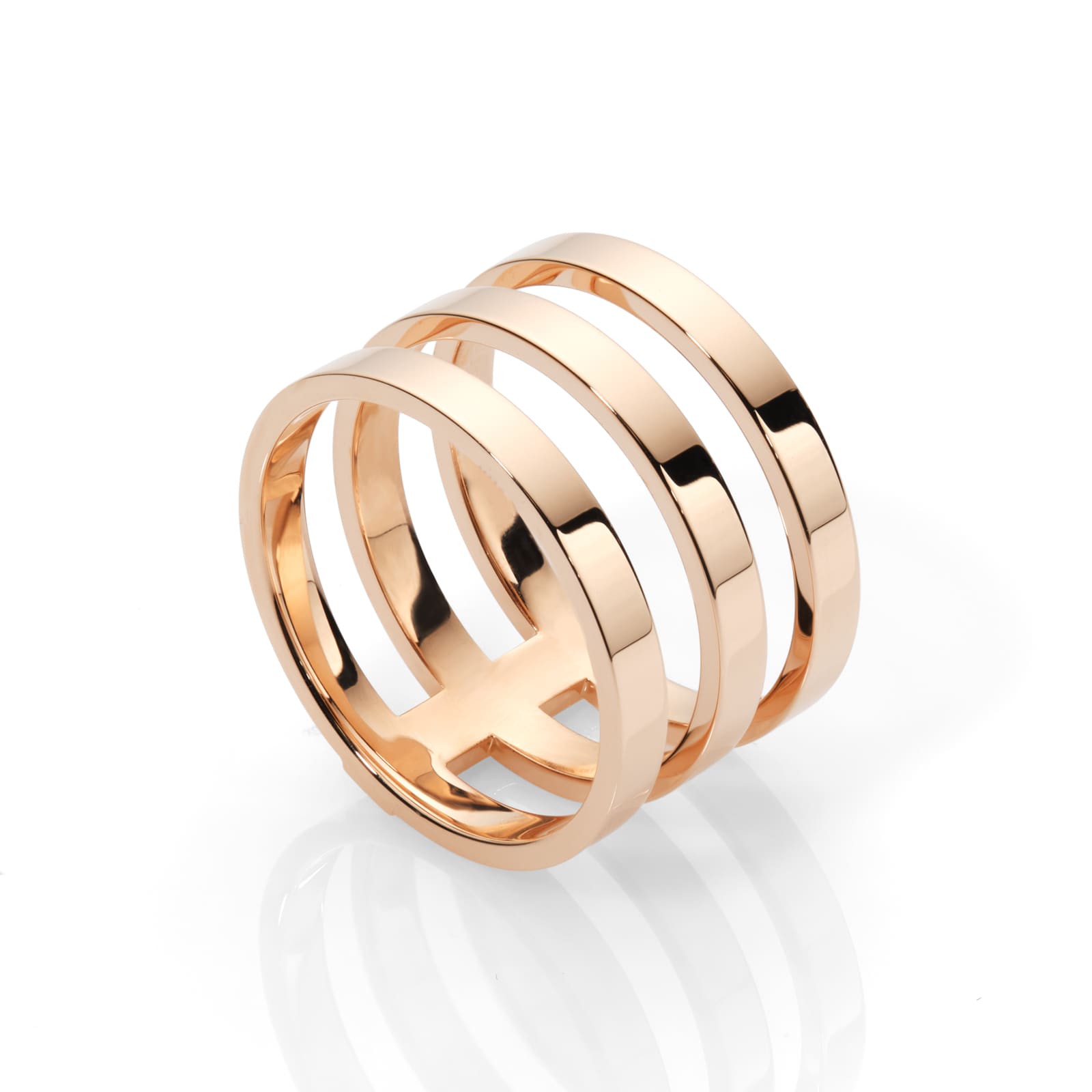 Repossi Berbere 18ct Rose Gold Three Row Ring Repossi Berbere 18ct Rose Gold Three Row Ring