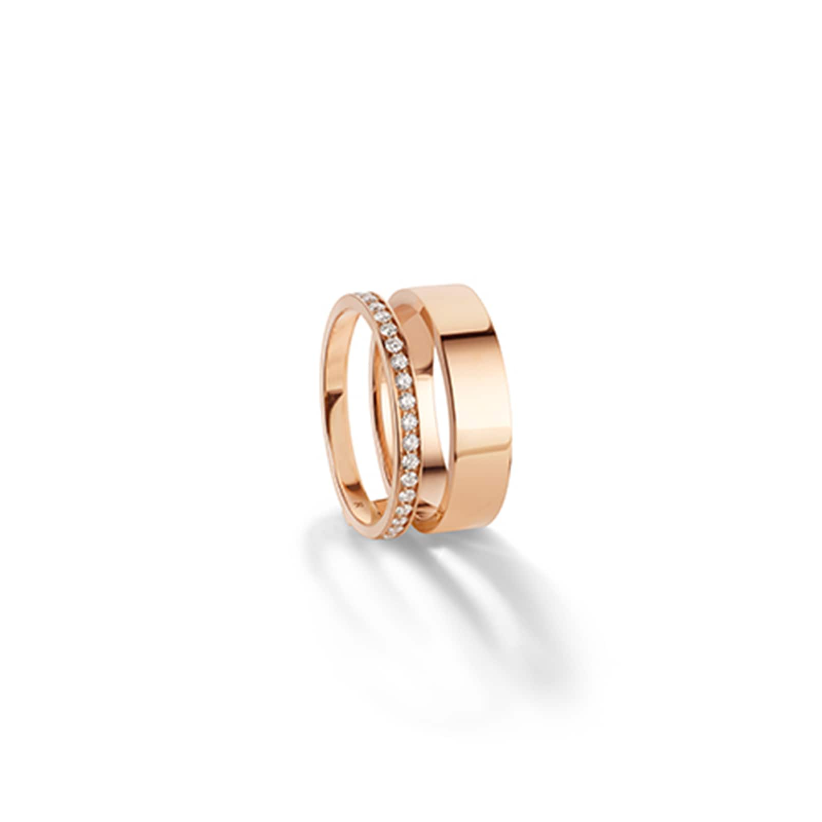 Berbere 18ct Rose Gold 0.34ct Diamond Two Row Ring - Ring Size N