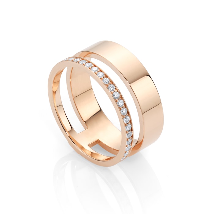 Repossi Berbere 18ct Rose Gold 0.34ct Diamond Two Row Ring