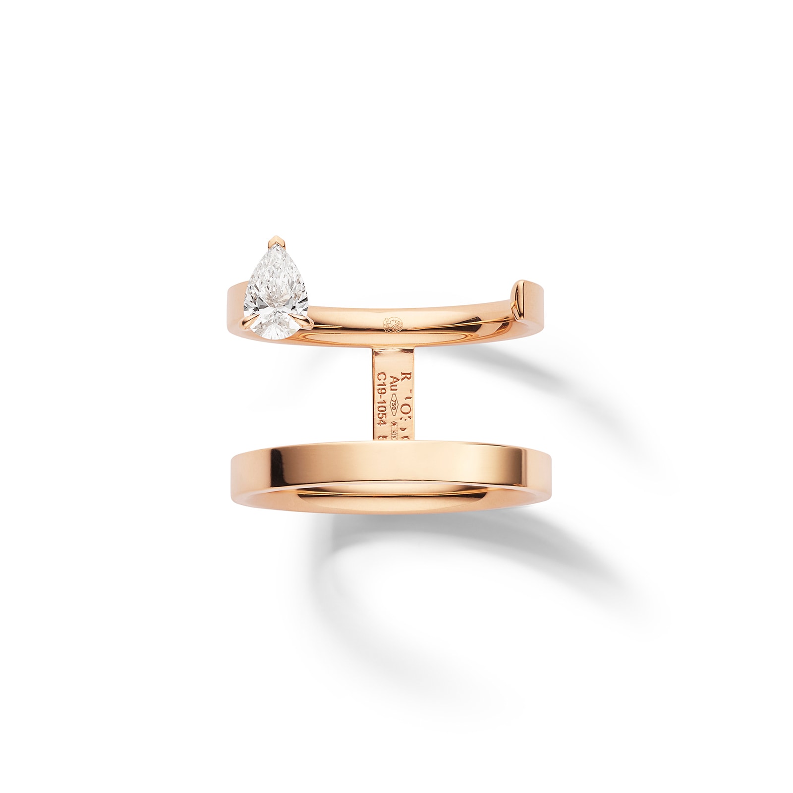 Repossi Serti sur Vide 18ct Rose Gold 0.30ct Pear Cut Diamond Ring