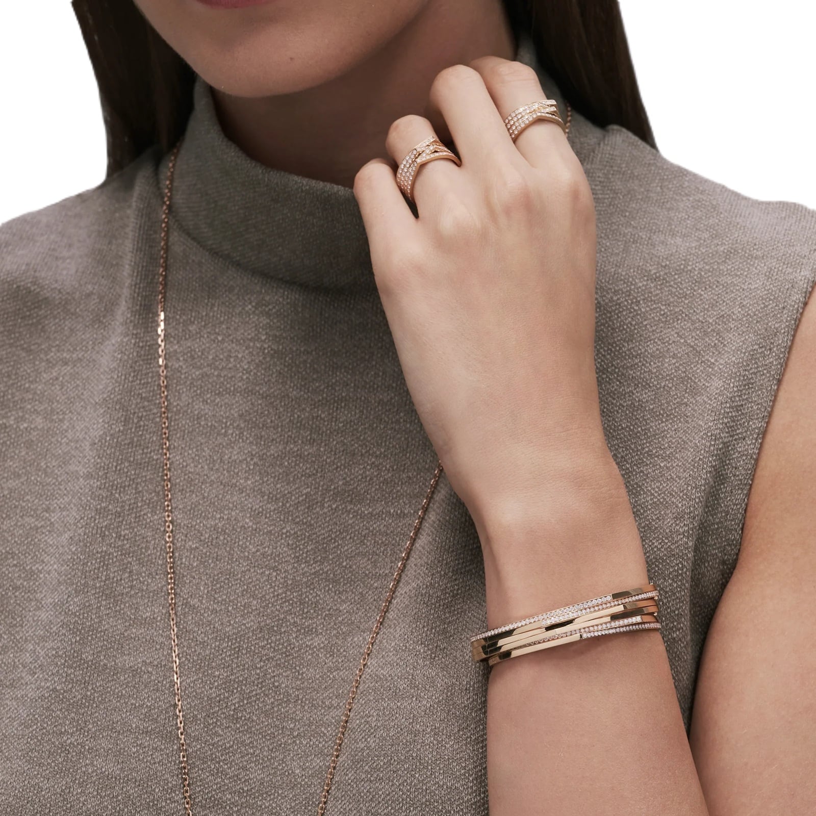 Repossi Repossi Antifer 18 Rose Gold 0.83ct Diamond Bangel