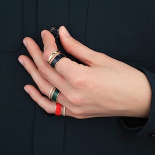 Repossi Repossi Berbere 18ct Rose Gold Green Enamel 
0.34ct Diamond Ring