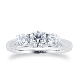 37460098 - Ena Harkness Three Stone Engagement Ring 0.88 Carat Total Weight