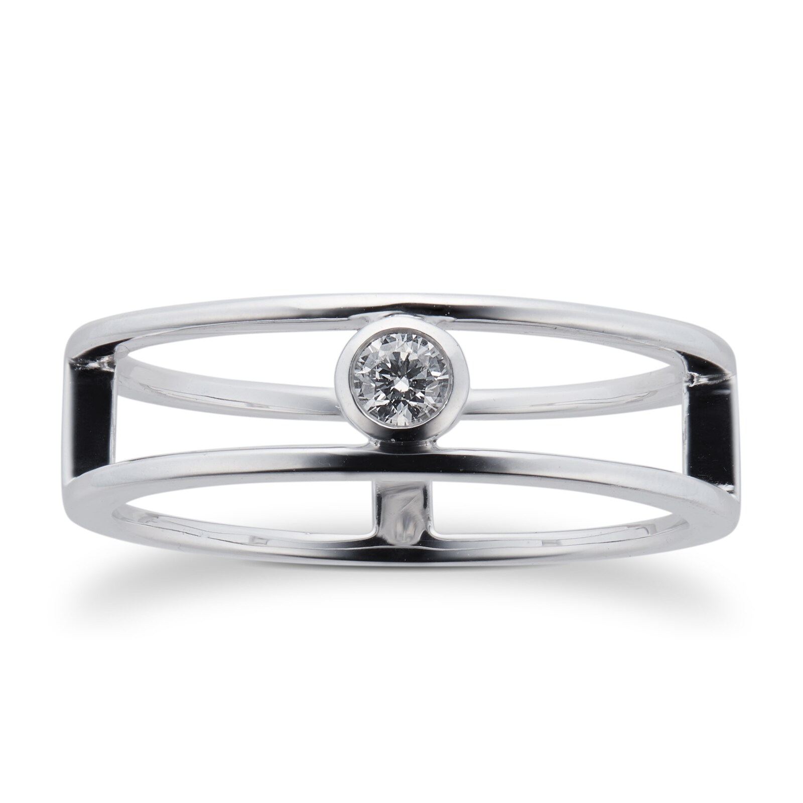 Gossamer Silver 0.10ct Diamond Double Ring - Ring Size K