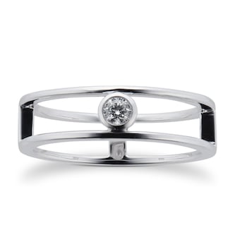 Mappin & Webb Gossamer Silver 0.10ct Diamond Double Ring Mappin & Webb Gossamer Silver 0.10ct Diamond Double Ring