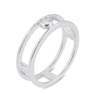 Mappin & Webb Gossamer Silver 0.10ct Diamond Double Ring Mappin & Webb Gossamer Silver 0.10ct Diamond Double Ring