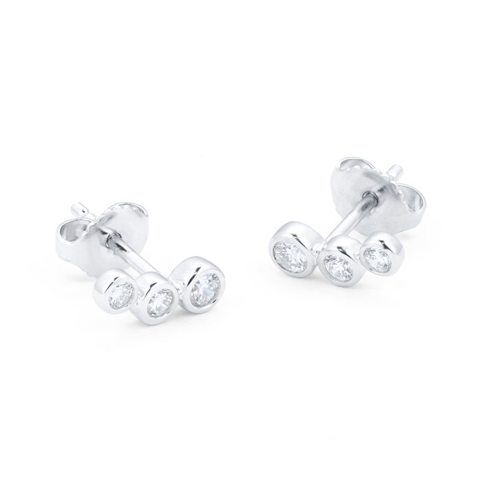 Mappin & Webb Gossamer Silver 0.31cttw 3 Stone Earrings