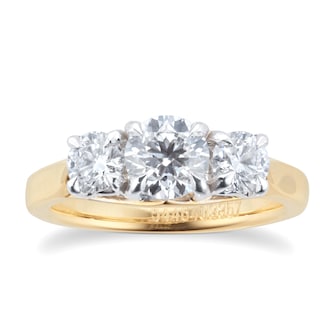 Mappin & Webb Ena Harkness Three Stone 18ct Yellow Gold 1.20cttw Diamond Engagement Ring
