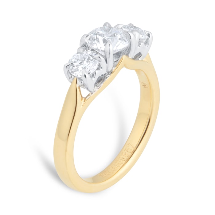 Mappin & Webb Ena Harkness Three Stone 18ct Yellow Gold 1.20cttw Diamond Engagement Ring